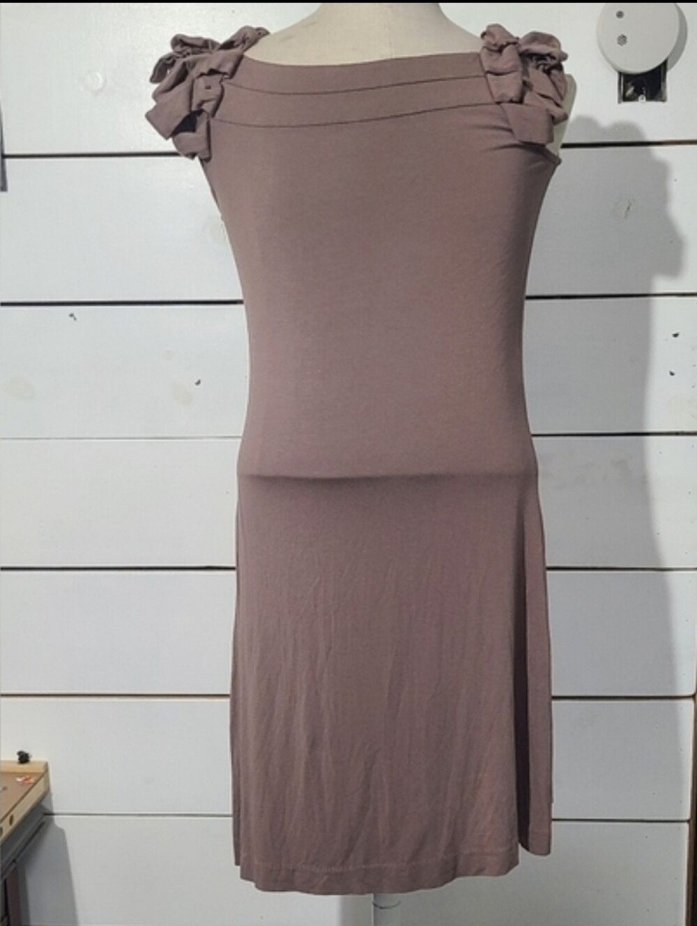 Mauve-Brown Off-The-Shoulder Midi Dress Whimsigoth Earthy Coquette Size Small